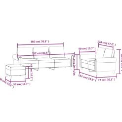 vidaXL 3-delige Loungeset met kussens fluweel geel