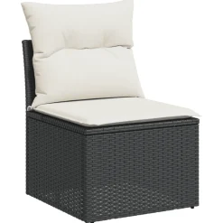 vidaXL 6-delige Loungeset met kussens poly rattan zwart