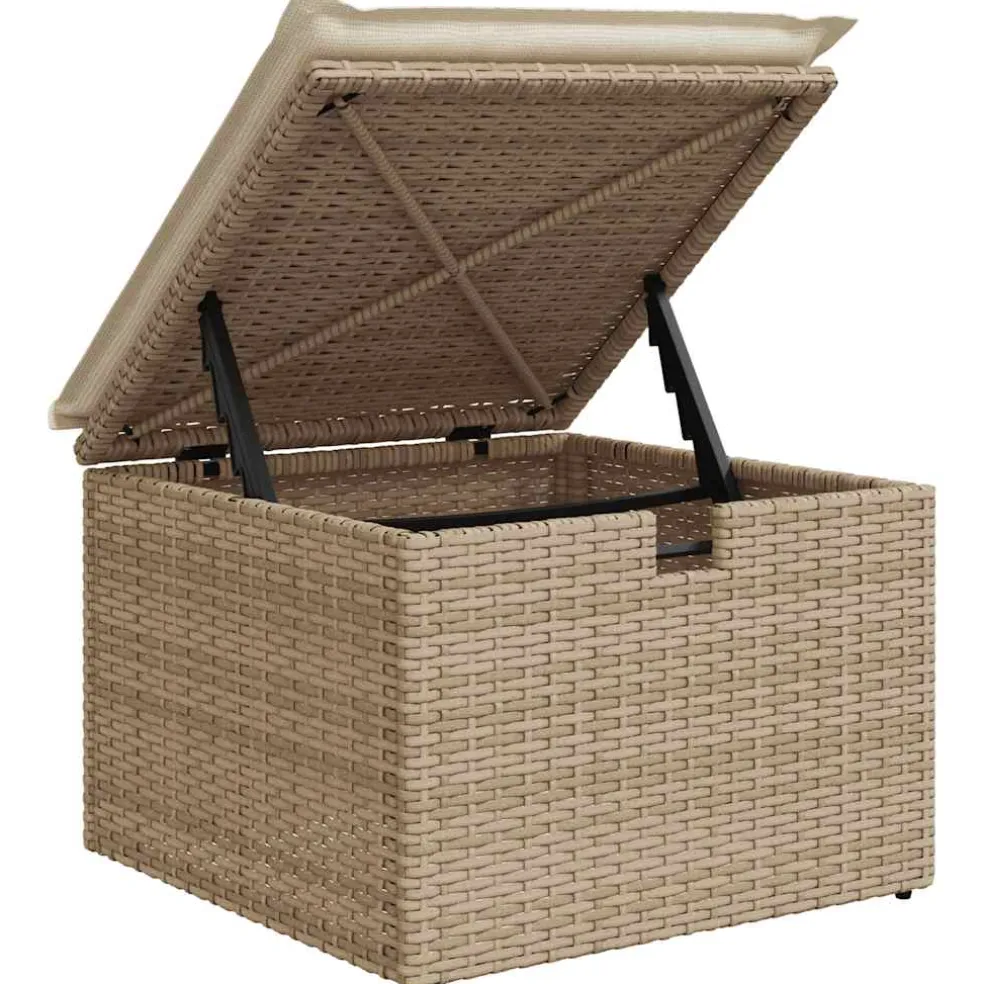 vidaXL 4-delige Loungeset met kussens poly rattan beige
