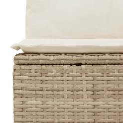 vidaXL 3-delige Loungeset met kussens poly rattan beige