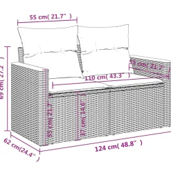 vidaXL 6-delige Loungeset met kussens poly rattan zwart