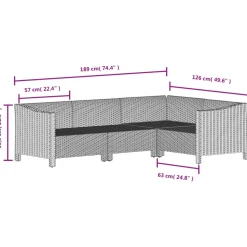 vidaXL 6-delige Loungeset met kussens poly rattan grijs