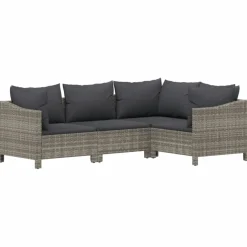 vidaXL 6-delige Loungeset met kussens poly rattan grijs