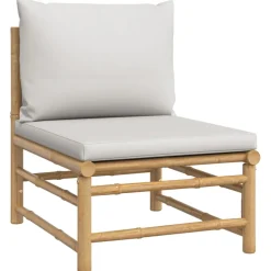 vidaXL 4-delige Loungeset met kussens bamboe lichtgrijs