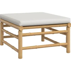 vidaXL 4-delige Loungeset met kussens bamboe lichtgrijs