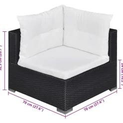vidaXL 6-delige Loungeset met kussens poly rattan zwart