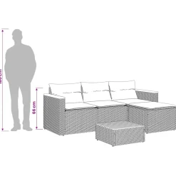vidaXL 3-delige Loungeset met kussens poly rattan zwart