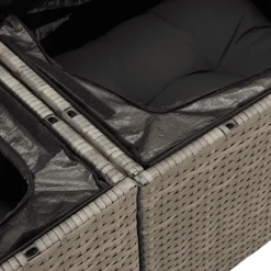 vidaXL 3-delige Loungeset met kussens poly rattan grijs