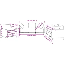 vidaXL 3-delige Loungeset met kussens stof lichtgrijs