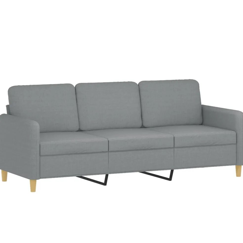 vidaXL 3-delige Loungeset met kussens stof lichtgrijs