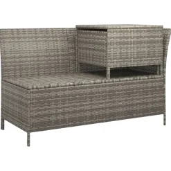 vidaXL 4-delige Loungeset met kussens poly rattan grijs