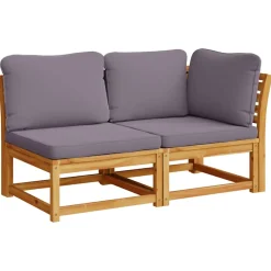 vidaXL 6-delige Loungeset met kussens massief acaciahout