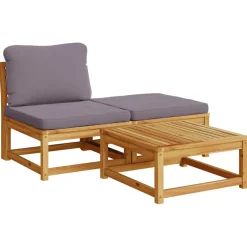 vidaXL 6-delige Loungeset met kussens massief acaciahout