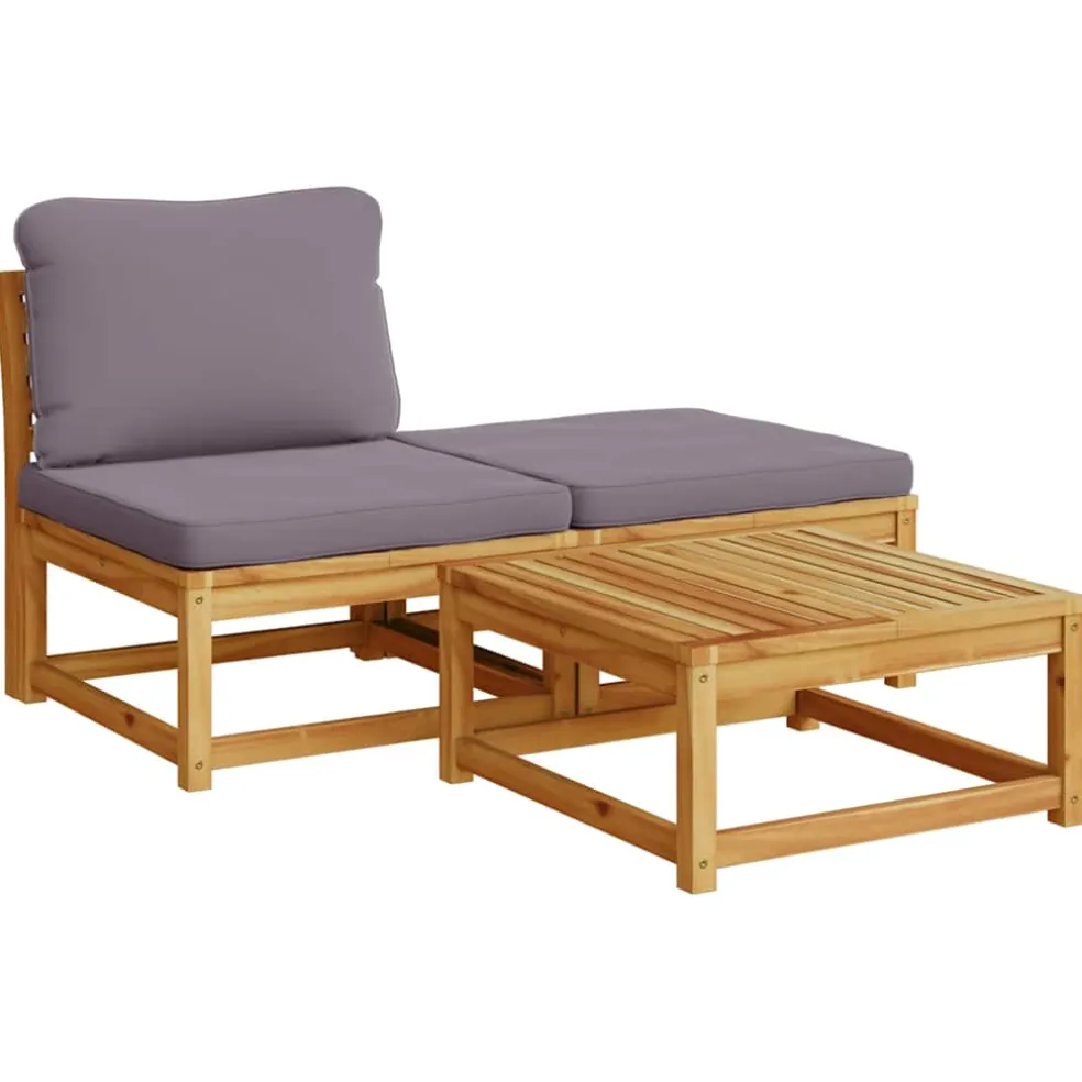 vidaXL 6-delige Loungeset met kussens massief acaciahout