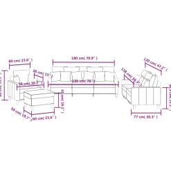 vidaXL 4-delige Loungeset met kussens stof bruin