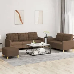 vidaXL 4-delige Loungeset met kussens stof bruin