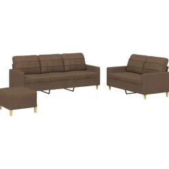 vidaXL 4-delige Loungeset met kussens stof bruin