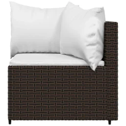 vidaXL 4-delige Loungeset met kussens poly rattan bruin