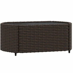 vidaXL 4-delige Loungeset met kussens poly rattan bruin