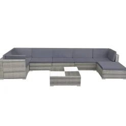 vidaXL 8-delige Loungeset met kussens poly rattan grijs