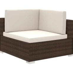 vidaXL 12-delige Loungeset met kussens poly rattan bruin