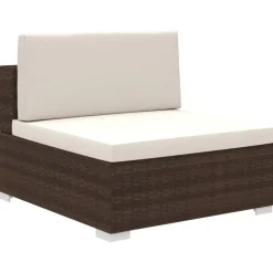 vidaXL 12-delige Loungeset met kussens poly rattan bruin