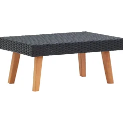 vidaXL 3-delige Loungeset met kussens poly rattan zwart