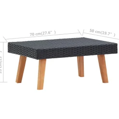 vidaXL 3-delige Loungeset met kussens poly rattan zwart