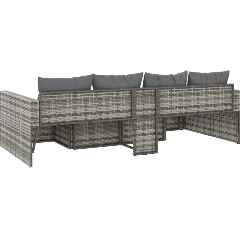 vidaXL 2-delige Loungeset met kussens poly rattan grijs