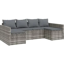 vidaXL 2-delige Loungeset met kussens poly rattan grijs