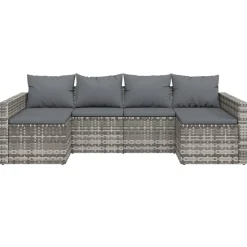 vidaXL 2-delige Loungeset met kussens poly rattan grijs