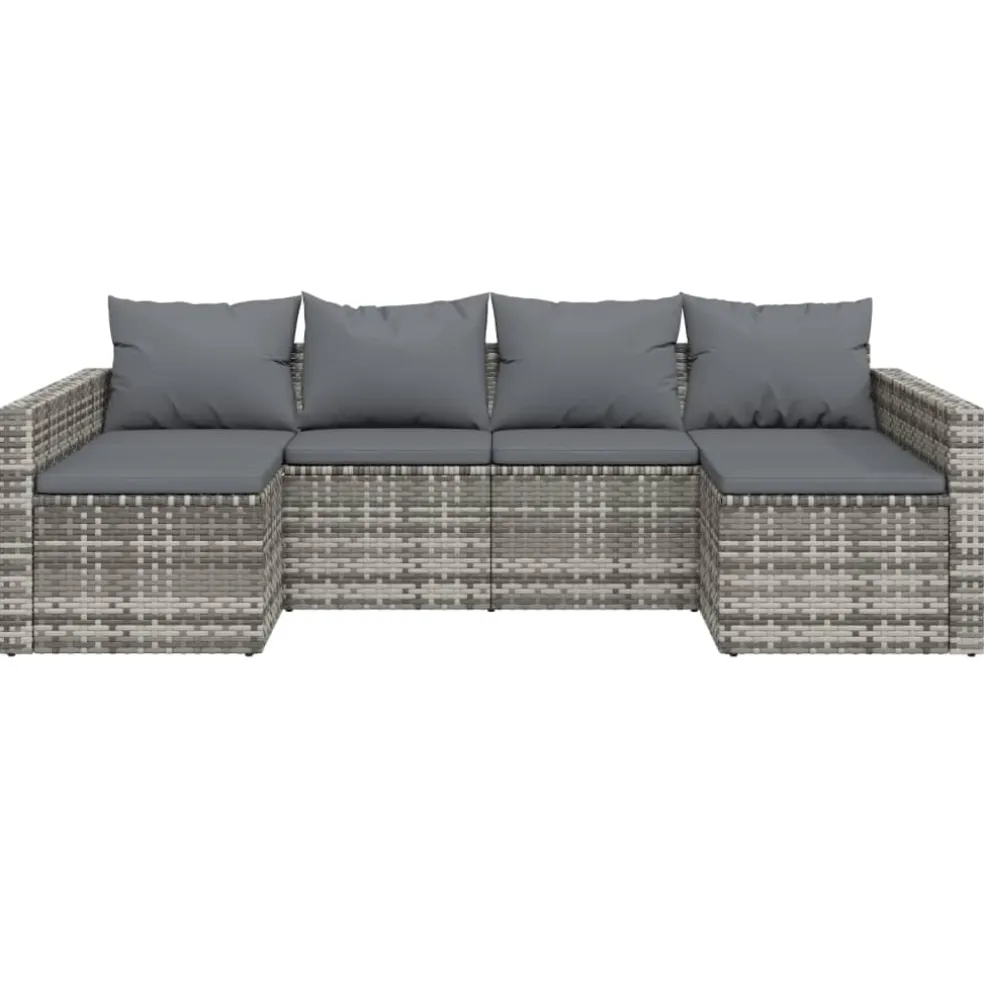 vidaXL 2-delige Loungeset met kussens poly rattan grijs