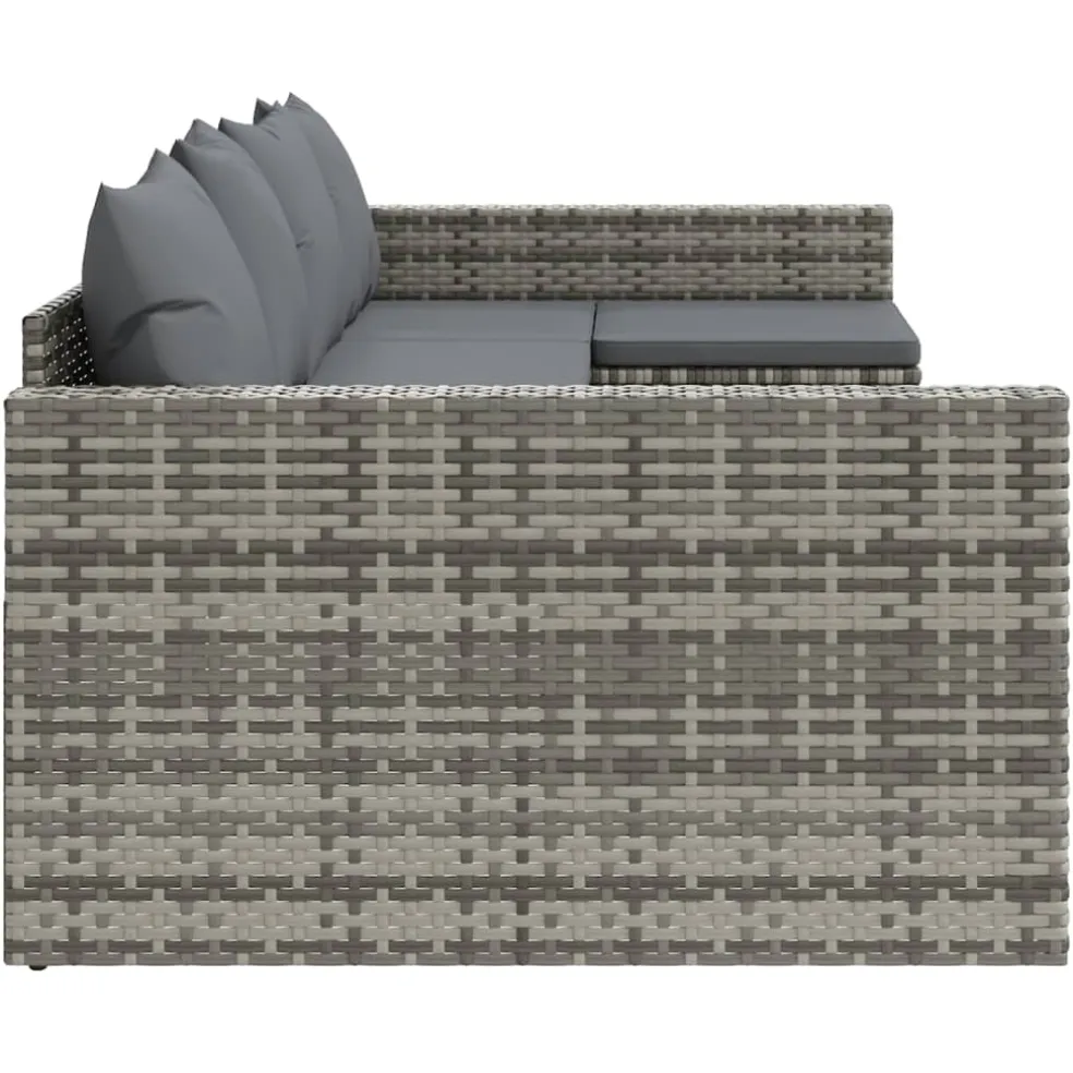 vidaXL 2-delige Loungeset met kussens poly rattan grijs