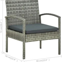 vidaXL 5-delige Loungeset met kussens bamboe lichtgrijs