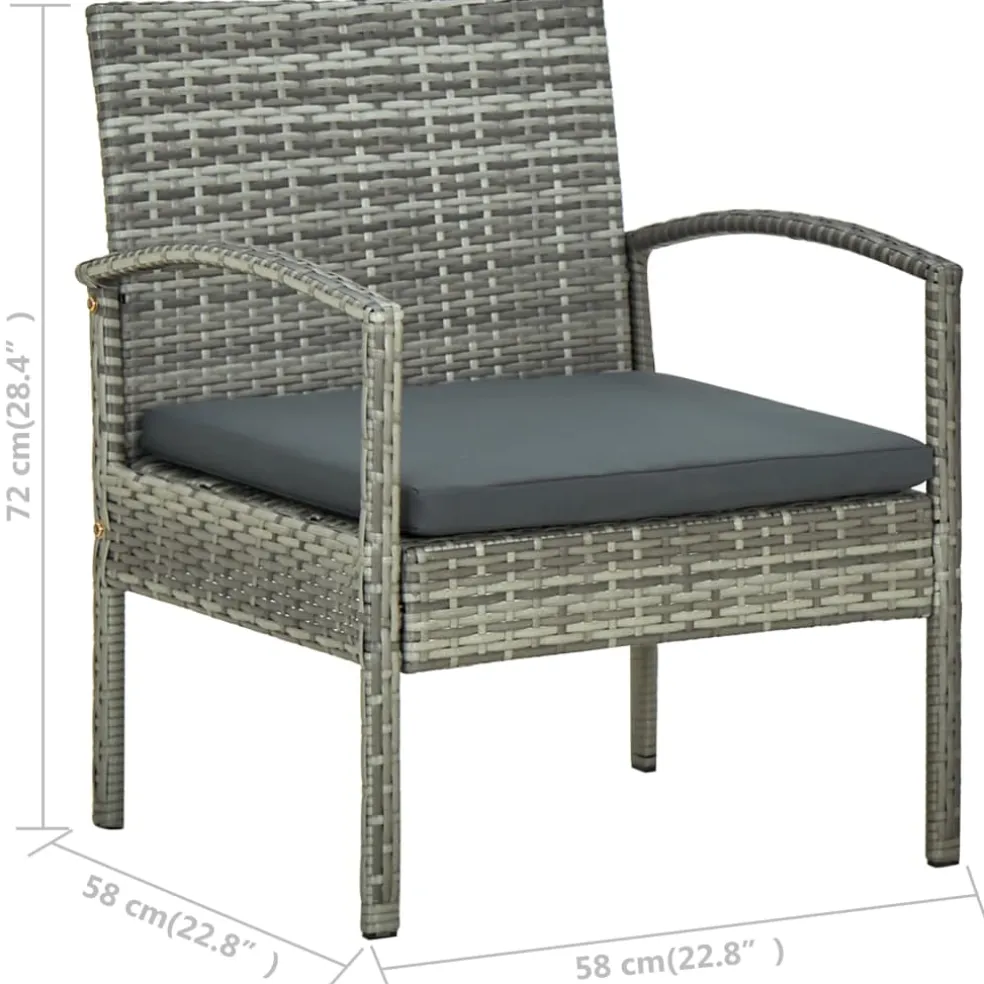 vidaXL 5-delige Loungeset met kussens bamboe lichtgrijs
