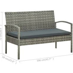 vidaXL 5-delige Loungeset met kussens bamboe lichtgrijs
