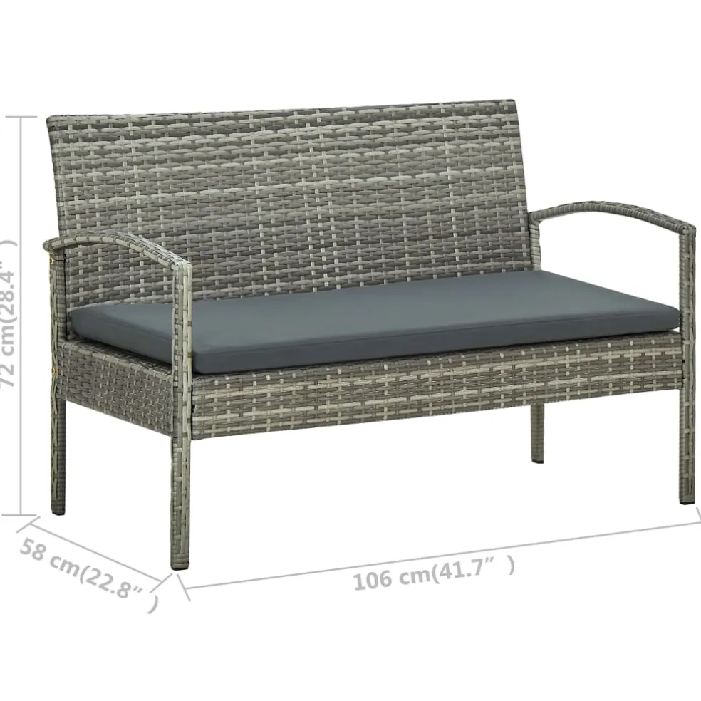vidaXL 5-delige Loungeset met kussens bamboe lichtgrijs