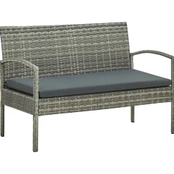 vidaXL 5-delige Loungeset met kussens bamboe lichtgrijs