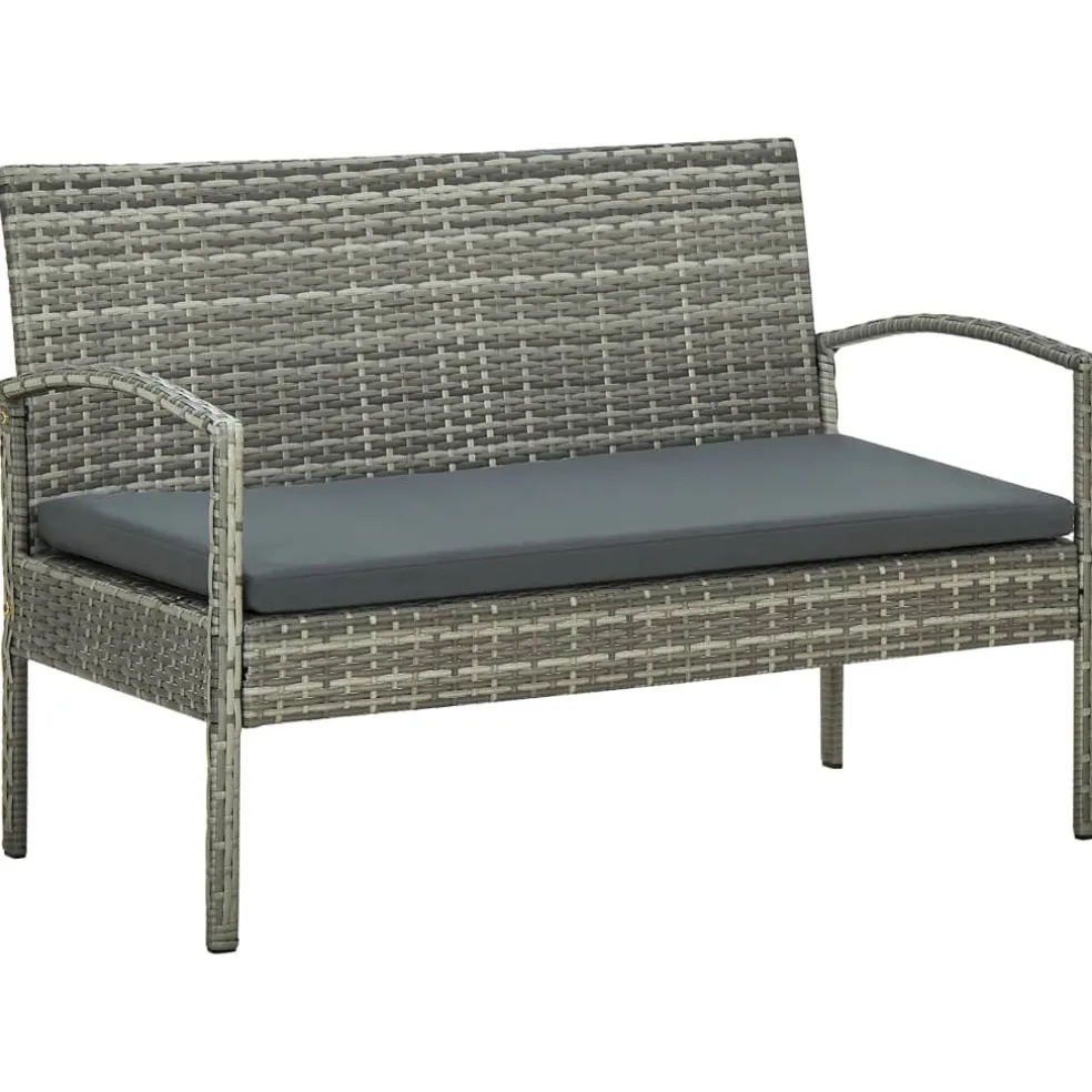 vidaXL 5-delige Loungeset met kussens bamboe lichtgrijs