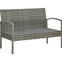 vidaXL 5-delige Loungeset met kussens bamboe lichtgrijs