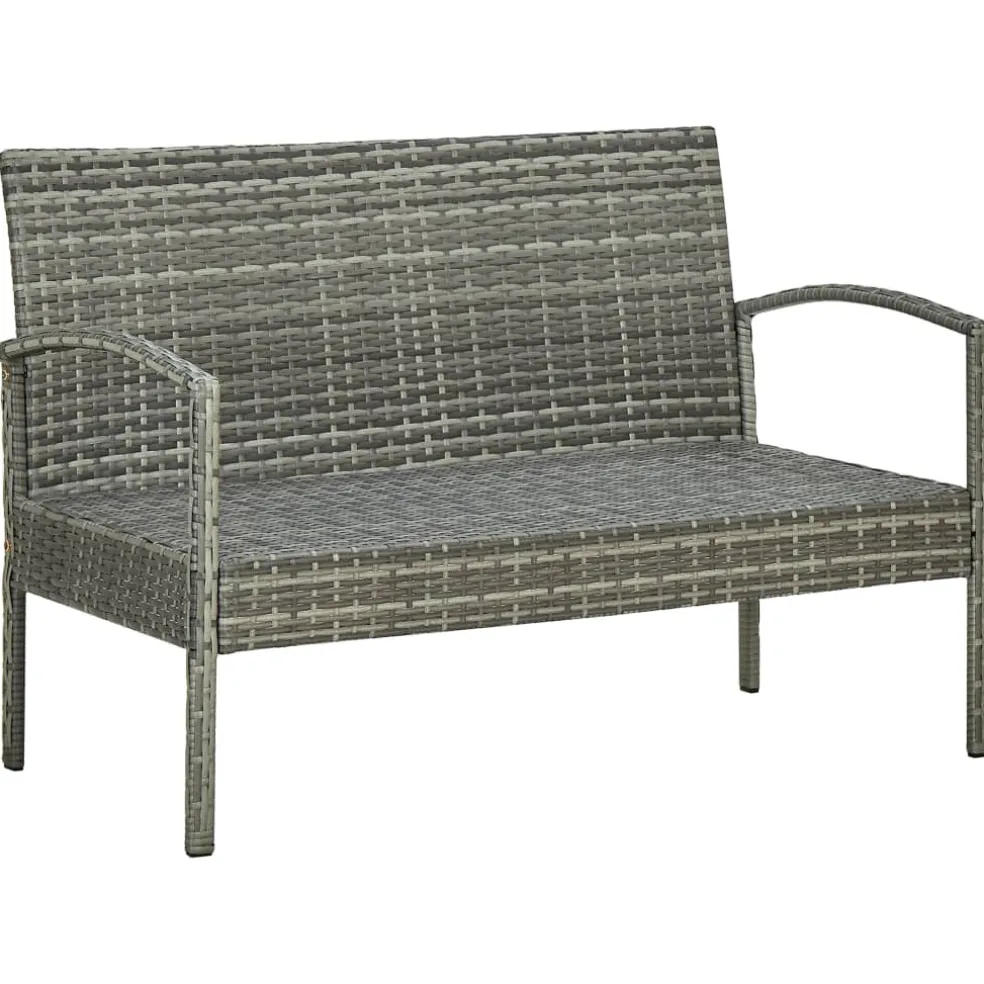vidaXL 5-delige Loungeset met kussens bamboe lichtgrijs