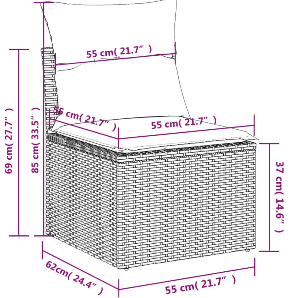 vidaXL 4-delige Loungeset met kussens poly rattan grijs