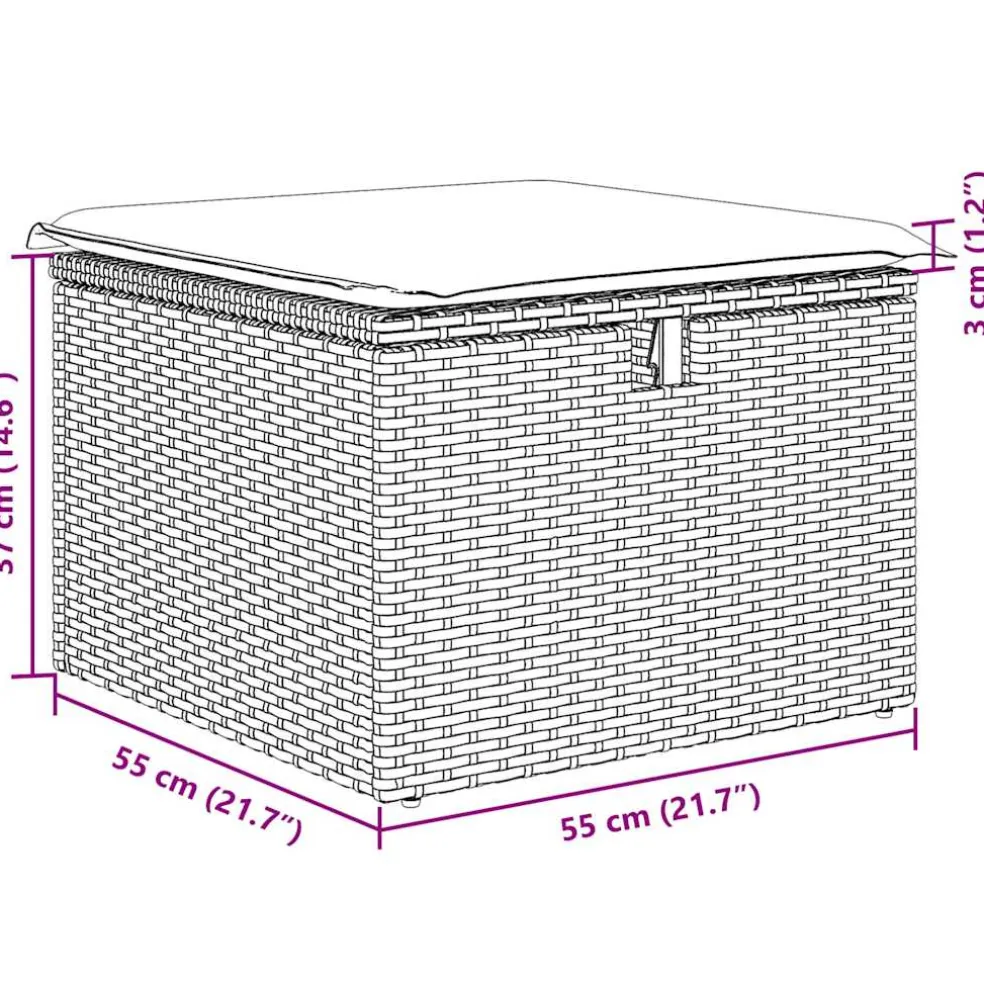 vidaXL 4-delige Loungeset met kussens poly rattan grijs