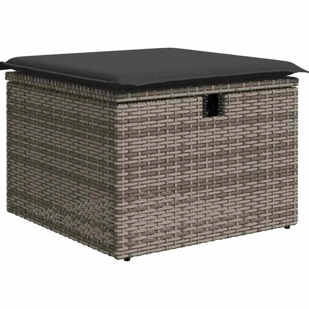 vidaXL 4-delige Loungeset met kussens poly rattan grijs