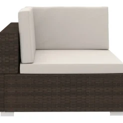 vidaXL 3-delige Loungeset met kussens poly rattan bruin