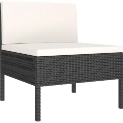 vidaXL 3-delige Loungeset met kussens poly rattan zwart