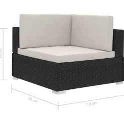 vidaXL 4-delige Loungeset met kussens poly rattan zwart