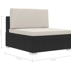 vidaXL 4-delige Loungeset met kussens poly rattan zwart