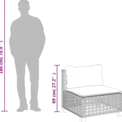 vidaXL 6-delige Loungeset met kussens poly rattan zwart