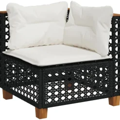 vidaXL 6-delige Loungeset met kussens poly rattan zwart